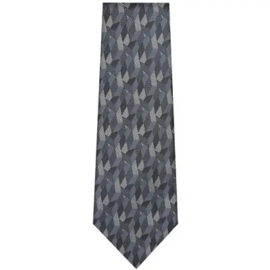 TheDapperTie Men's Charcoal Gray Geometric Necktie with Hanky image {1}