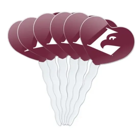 NCAA University of Wisconsin - La Crosse University Primary Logo Heart Love Cupcake Picks Toppers Decoration Set of 6 image {7}