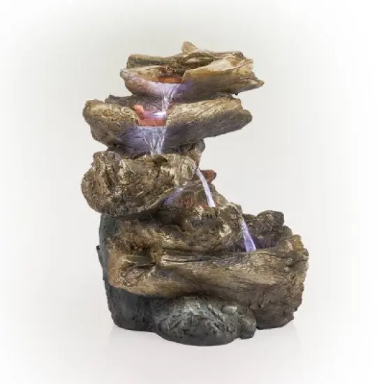 22" Rainforest Five Tier Fountain with LED Lights Gray - Alpine Corporation image {3}