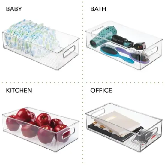 iDesign Plastic Stackable Fridge Bin with Handles, Set of 6, Clear, Made in USA image {8}