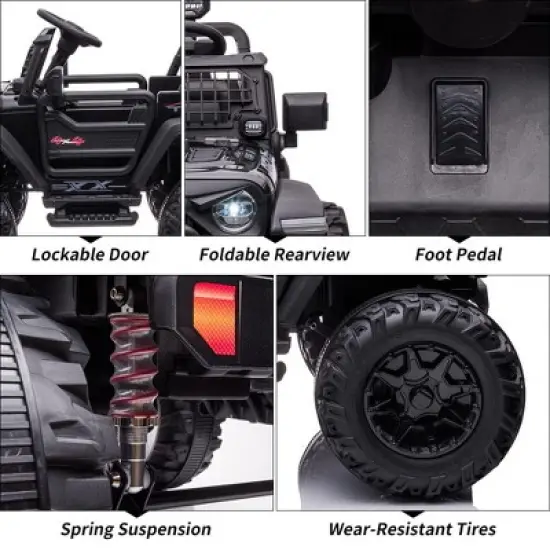 Kids Ride on 2 Seaters Electric Car, 24V 2*120W Motors Battery Powered 20"SeatsLED Headlights, Front Storage, for 3+ image {1}