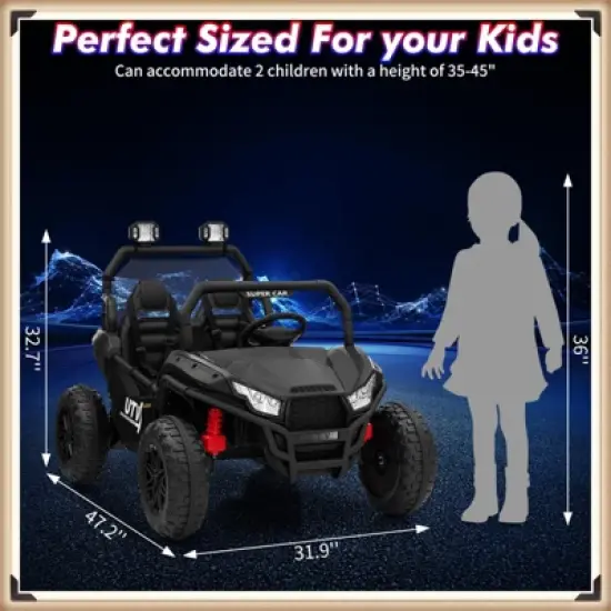 Garvee 24V 2-Seater Ride-On UTV for Kids, 400W Electric Car with Remote, LED Lights, Music, Metal Frame, Four-Wheel Suspension image {1}
