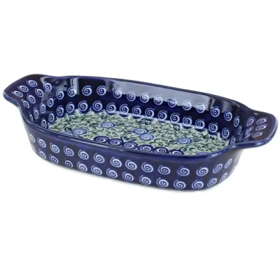 Blue Rose Polish Pottery 1281 Zaklady Rectangular Serving Dish image {12}