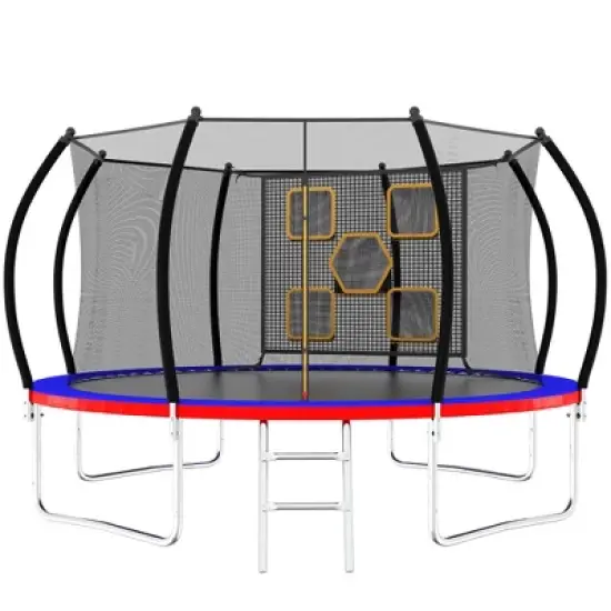 APRILSOUL 14FT Trampoline with Enclosure Recreational Trampolines with Ladder, ASTM Approval Outdoor Trampoline for Kids image {7}