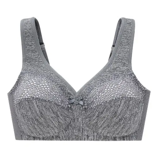 Glamorise Womens MagicLift Moisture Control Wirefree Bra 1064 Gray Heather image {3}