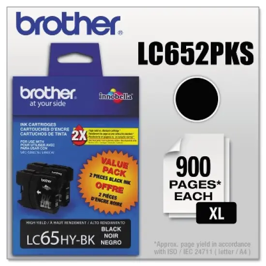 Brother LC652PKS Innobella High-Yield Ink Black 2/PK image {3}