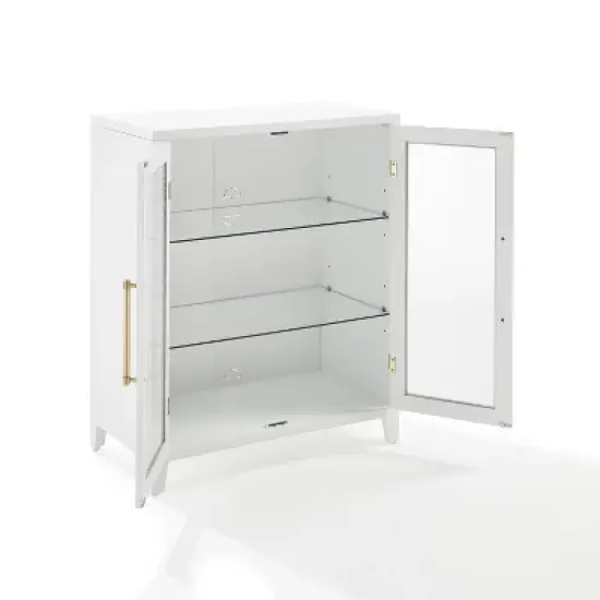 Crosley 36" Roarke Stackable Glass Door Kitchen Pantry Storage Cabinet White image {7}