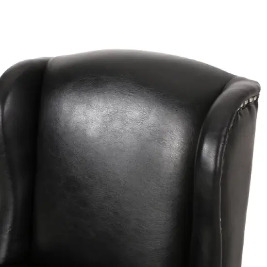 Bergen Contemporary Wingback Swivel Office Chair Midnight Black/Chrome - Christopher Knight Home image {3}