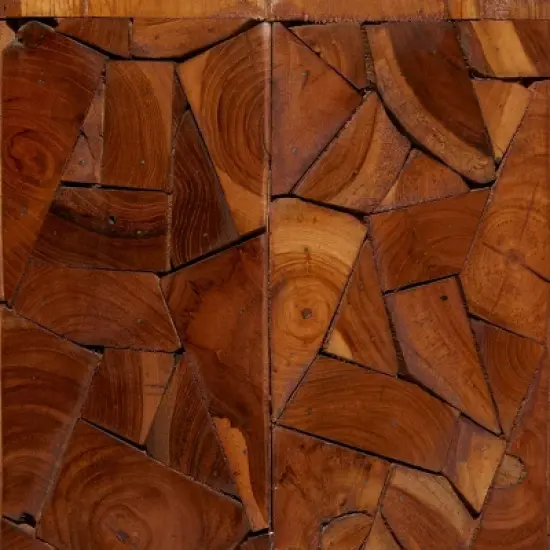 Contemporary Teak Wood Round Accent Table Brown - Olivia & May image {2}