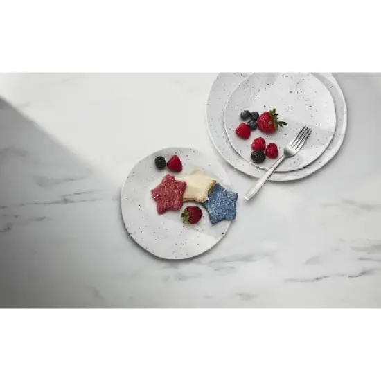Oneida 12pc Melamine Dinnerware Set Terrazzo Cream: Off-White Abstract Pattern, Service for 4, Includes Plates & Bowls image {5}