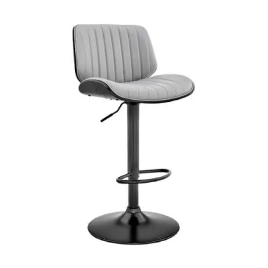 Brock Adjustable Counter Height Barstool with Faux Leather Seat Walnut Finish Back Steel Base - Armen Living image {12}