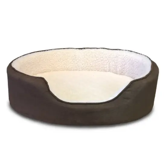 FurHaven Faux Fleece & Suede Oval Cuddler Dog Bed image {1}