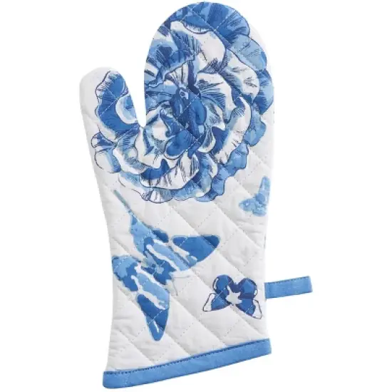 Patricia Heaton Home Blue Florals And Flitters Floral Oven Mitt image {4}