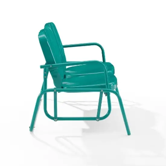 Ridgeland Outdoor Metal Loveseat Glider - Turquoise - Crosley image {6}