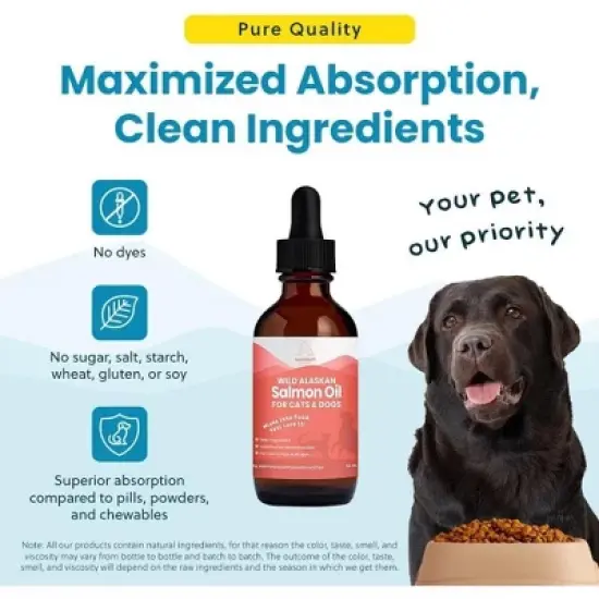 Wild Alaskan Salmon Oil for Cats & Small Dogs, Supports Skin, Coat, Joint & Overall Well-Being, Pure & Premium Alaskan Salmon Oil- W/ No Fillers, 2 oz image {4}
