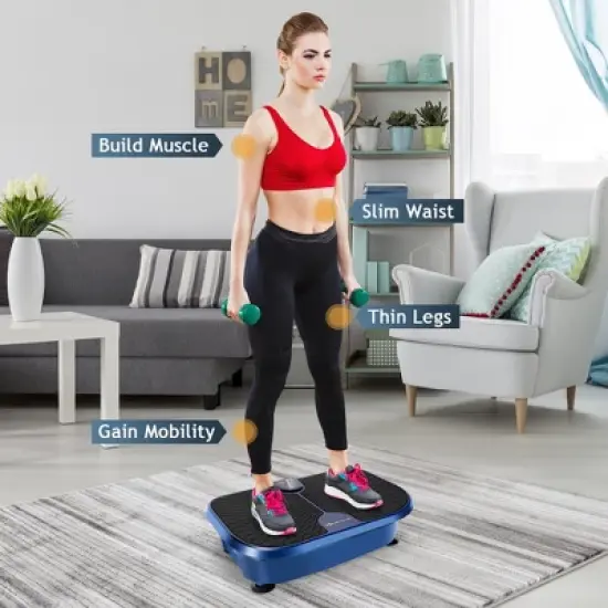 Costway Mini Vibration Plate Fitness Exercise Machine with Remote Control Loop Bands image {1}