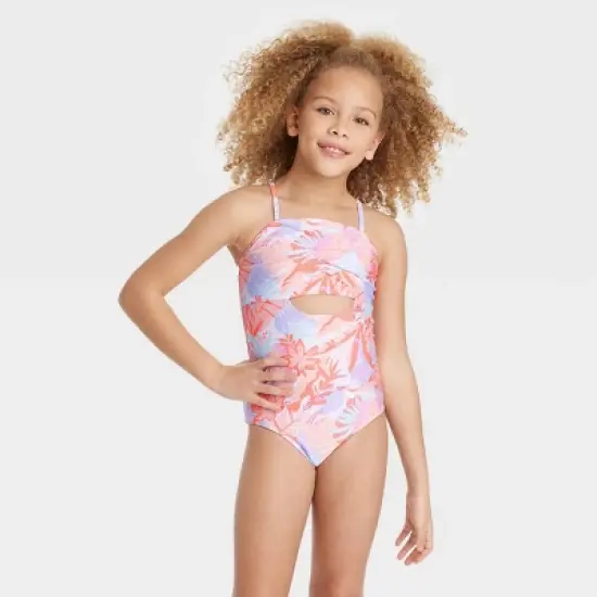 Girls' Tropic Oasis One Piece Swimwear Set with Skirt - art class&trade; image {1}