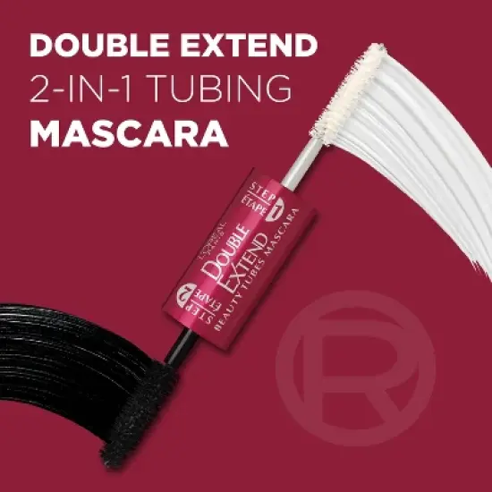 L'Or&eacute;al Paris Double Extend Beauty Tubes Lengthening Mascara and Basecoat - 0.33 fl oz image {6}