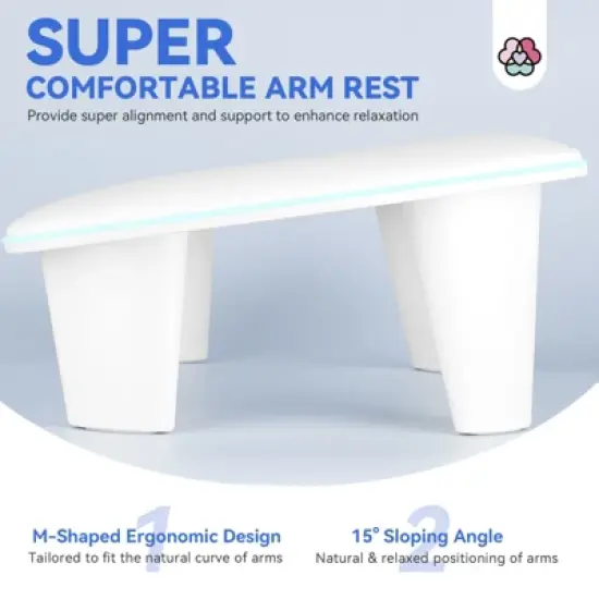 Saviland Salon-Pro Arm Rest: Ergo U-Shape Hand Pillow w/IPX4 Waterproof & Detachable Base.(Salon White) image {2}