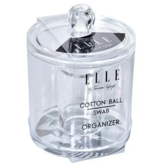 Clear Cotton Ball and Swab Organizer with Lid&mdash; Acrylic Compact Jar Makeup Cotton Organizer, Durable Vanity Storage Organizer image {3}