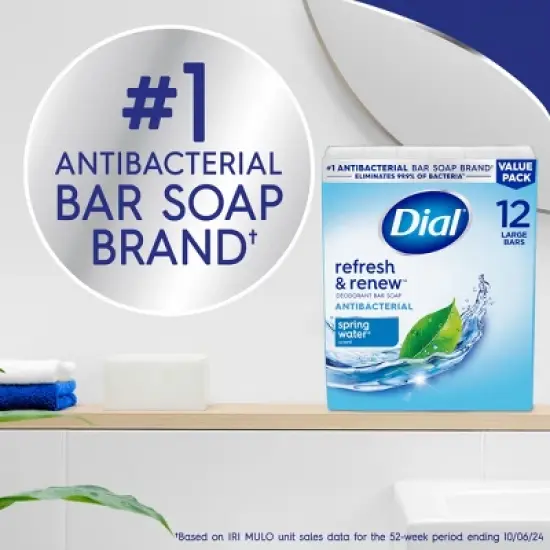 Dial Antibacterial Deodorant Spring Water Bar Soap - 12pk - 4oz each image {4}