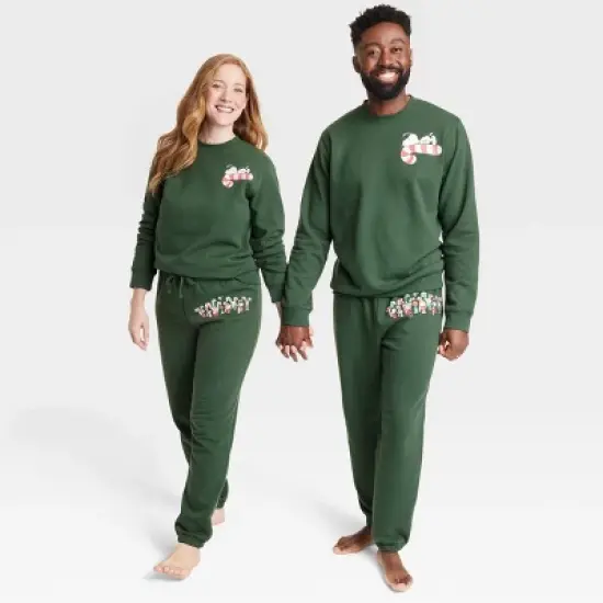 Adult's Peanuts Graphic Joggers - Dark Green image {3}