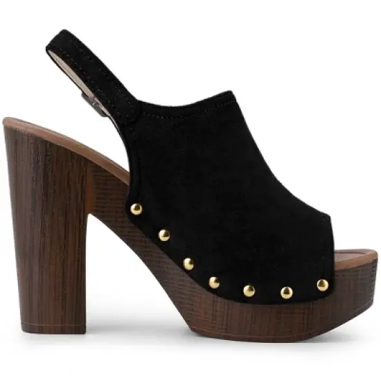 Allegra K Women's Open Toe Slingback Platform Chunky Heel Sandals image {6}