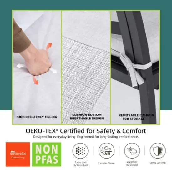 DOMETOUR 5Pcs Outdoor Patio Aluminum Furniture Set, Modern Dining Set with 4 Dining Chairs Branch-Like Backrest, Rectangular Table with Umbrella Hole image {8}