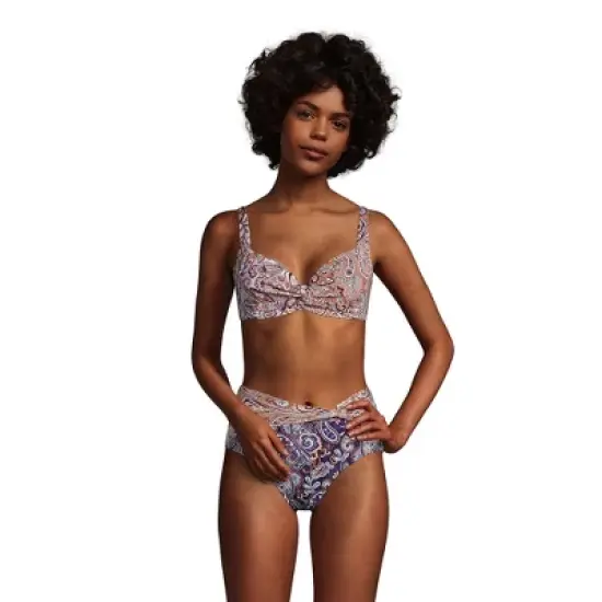 Lands' End Women's Twist Front Underwire Bikini Top Swimsuit Adjustable Straps image {7}