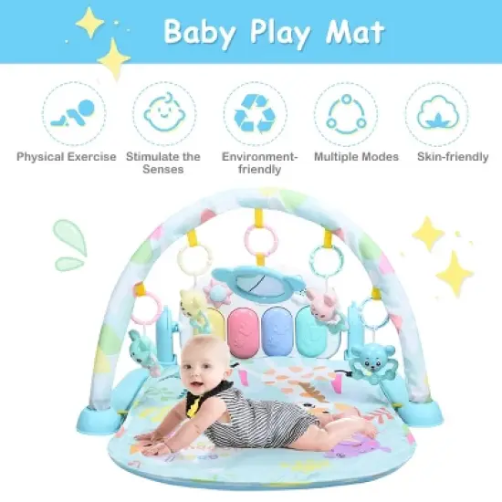 3 in 1 Baby and Toddler Learning Toys Fitness Music and Lights Fun Piano Activity Center Blue image {5}