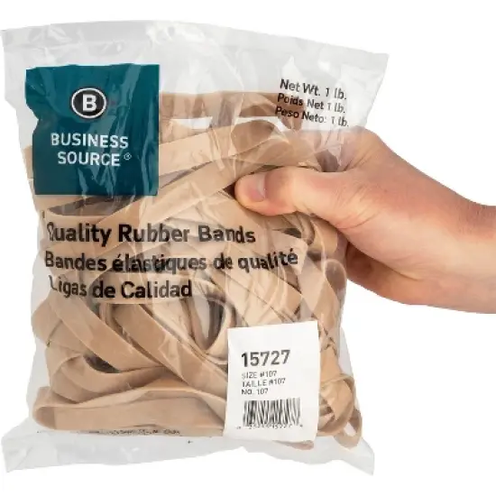 Business Source Rubber Bands Size 107 1 lb./BG 7"x5/8" Natural Crepe 15727 image {3}