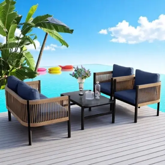 Modular Multi-Person Outdoor Sofa Set with Tempered Glass Table &acirc;&acirc;&sbquo;?Ideal for Garden, Backyard, and Balcony image {4}