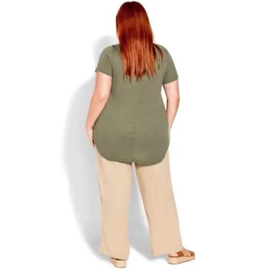 Women's Plus Size Slub Tee - sage | EVANS image {1}