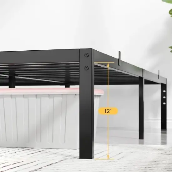 Metal Bed Frame Heavy Duty Platform Base with Noise-Free Grid Support No Box Spring Needed, Tool Free Assembly & Underbed Storage Space image {3}