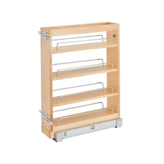 Rev-A-Shelf Pull Out Wood Base Kitchen Cabinet Organizer with 3 Adjustable Shelves, Natural Maple Wood image {6}