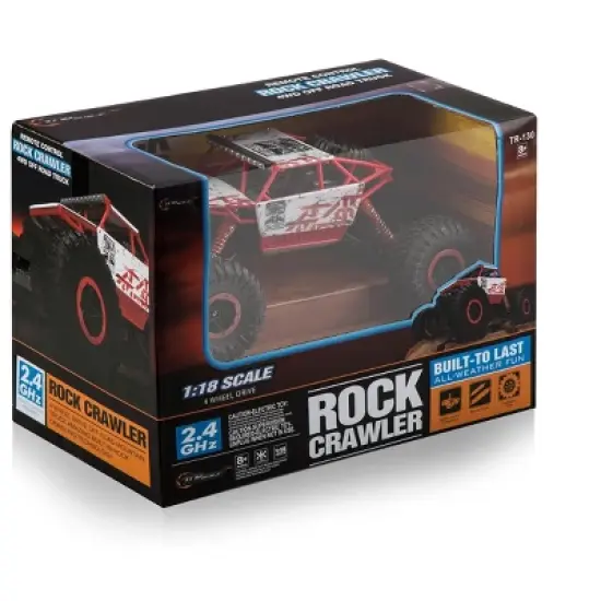 Top Race Remote Control Rock Crawler Monster Truck 4WD - 2.4Ghz Batteries Included (Red) image {4}