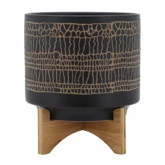 Sagebrook Home Glazed Ceramic Planter Pot with Stand image {3}