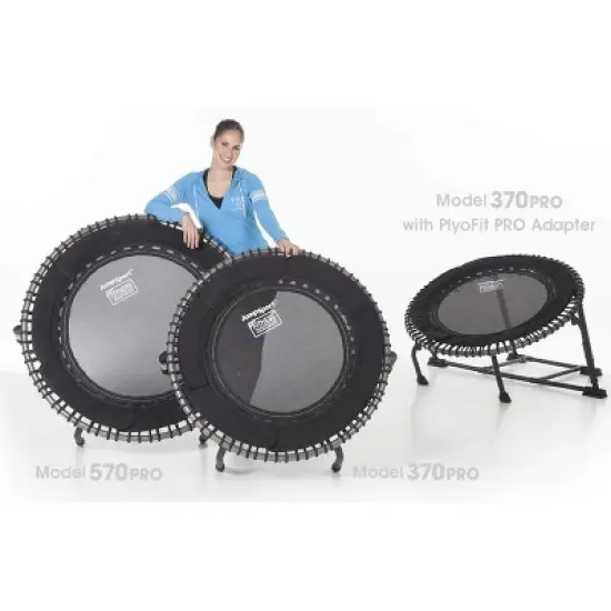 JumpSport 350 PRO Indoor Heavy Duty Lightweight 39 Inch Round Fitness Trampoline with 4 Videos, Secure Arched Legs, and Quiet, Safe Bounce, Black image {5}