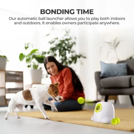 Allforpaws Automatic Dog Ball Launcher Suitable for Little Dog, Interactive Dog Ball Thrower with 3 Tennis Balls (2in) image {1}