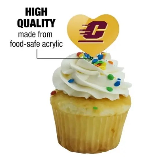 Central Michigan University Secondary Heart Love Cupcake Picks Toppers Decoration Set of 6 image {2}