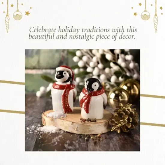 Spode Christmas Tree Salt & Pepper Set, Mr & Mrs Penguin Winter Themed Shakers, Holiday Table D&eacute;cor, Festive Home Accents, Stocking Stuffer Gifts image {4}