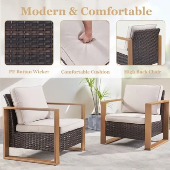 Gymojoy 5 Pieces Outdoor Patio Sofa Club Chair with Ottoman Set image {8}