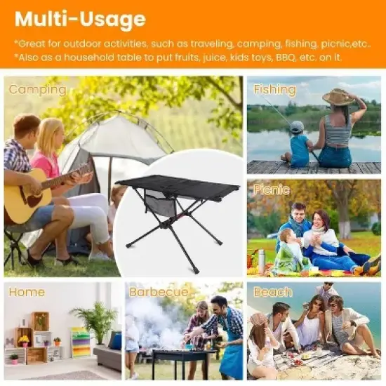 Racxily Portable Folding Camping Table Foldable Beach Table Aluminum Alloy Frame with 2 Cup Holders 2 Side Pockets Carry Bag image {5}