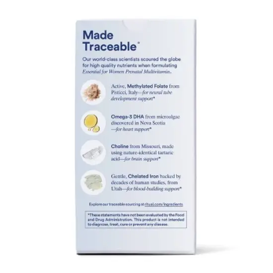 Ritual Essential Vegan Prenatal Multivitamin for Women Capsules - Citrus - 60ct image {4}