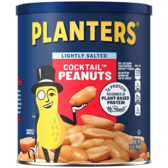 Planters Lightly Salted Made With Sea Salt Cocktail Peanuts - 16oz image {9}