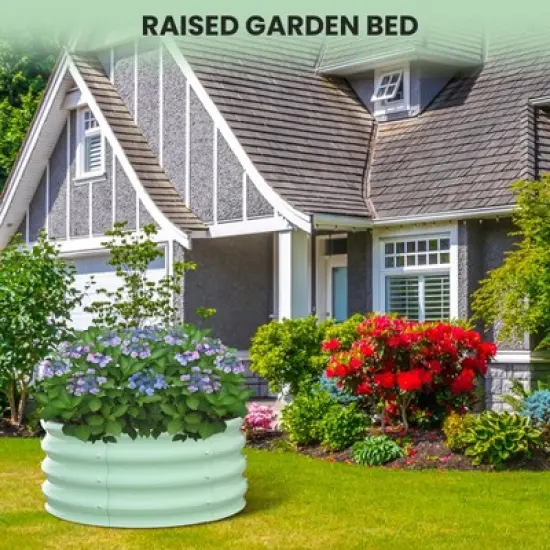 GustoWave 2 Pack Round Galvanized Raised Garden Bed - 2FT/3FT Sizes - Outdoor Flower & Vegetable Bed - Heavy - Duty & Open - Bottom Design image {6}