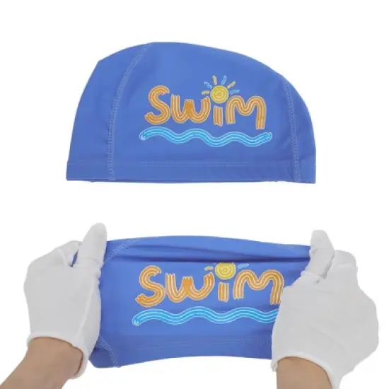 Unique Bargains Kid's Knitted PU Letter Printed Swim Cap 1 Pc image {4}