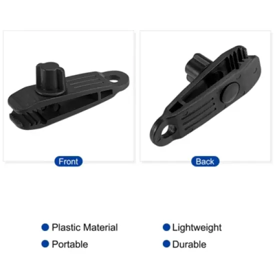 Unique Bargains Ball Elastic Cords with Tarp Clamps Kit 6 Inch Lock Grip Rope Screw Clips for Camping Tent Canopy Awning Black 10in1 Set image {2}