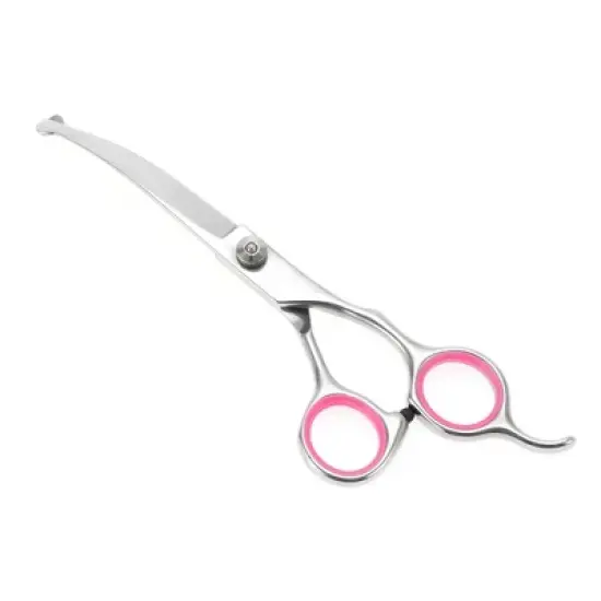 Unique Bargains Round Head Dog Grooming Scissors 6 Inches Silver Tone Pink 1 Pc image {4}