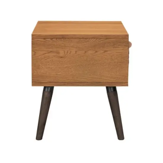 Coco Single Drawer Nightstand Rustic Oak/Brown - Armen Living image {3}